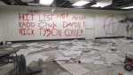 Vandalism at the Brookside Community Hall, Dec.31. (Brandon Lynch/CTV News Edmonton)