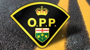 Ontario Provincial Police crest over a roadway (File Photo)