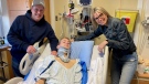 Sandy Cooper-Black, his step dad Dan Black and his mom Glenice Cooper-Black in hospital in Calgary. (Submitted: Glenice Cooper-Black)