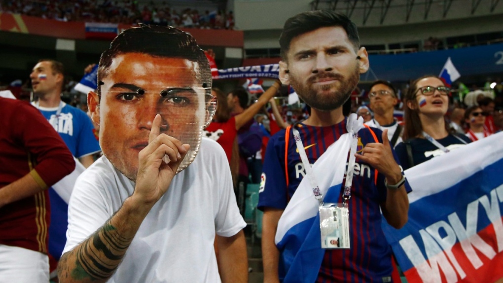 Ronaldo, Messi masks at the 2018 World Cup