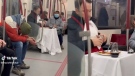 Images of "french toast guy" seen dining onboard the TTC. (TikTok/impishfondue)