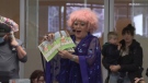 Drag queen Conni Smudge reads to children in Coquitlam, B.C., on Saturday, Jan. 14, 2023. (CTV)