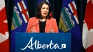 Alberta Premier Danielle Smith gives an Alberta government update in Calgary, Alta., Tuesday, Jan. 10, 2023.THE CANADIAN PRESS/Jeff McIntosh