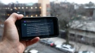 A ChatGPT prompt is shown on a device near a public school in Brooklyn, New York on Jan. 5, 2023. (AP Photo/Peter Morgan)
