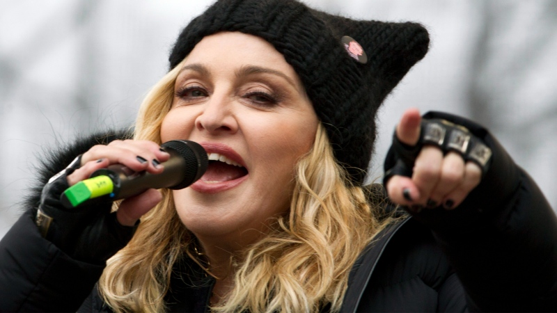 In this Jan. 21, 2017 file photo, Madonna performs on stage during the Women's March rally in Washington. (AP Photo/Jose Luis Magana)