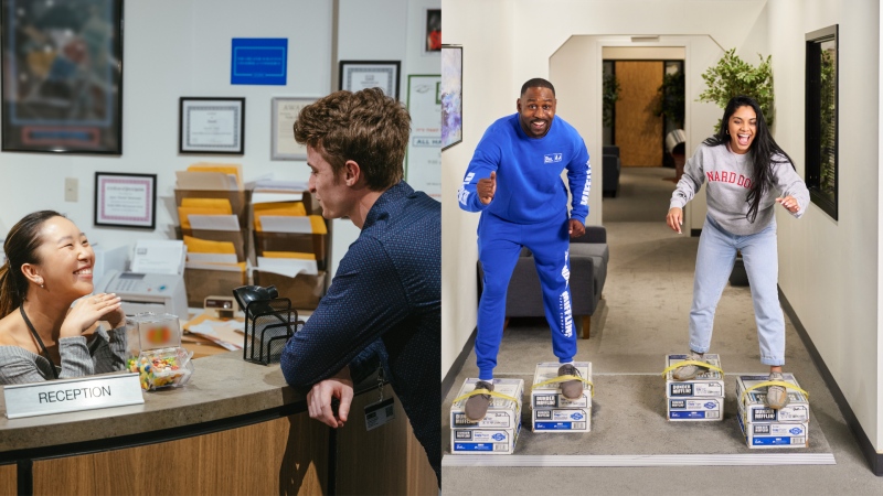 Images of an inside look of The Office Experience, at Pam Beesly's reception desk and a recreation of the fictional game of "Flonkerton." (Carol Fox and Associates Public Relations/Original X Productions)