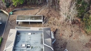 Dozens of people have been displaced after two condo buildings in Campbell River, B.C., were evacuated following a landslide.