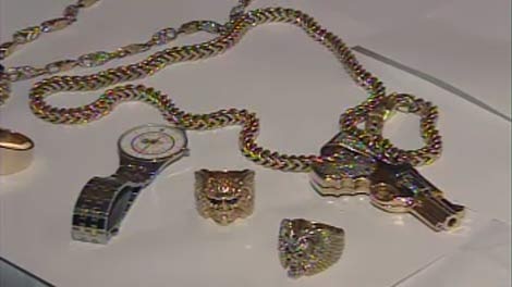 Police confiscated these pieces of jewelry as part of the bust.