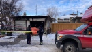 The Edmonton Police Service was probing a southeast home after a fire on Sunday, Jan. 22, 2023 (CTV News Edmonton/Dave Mitchell).