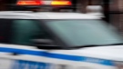 A police car drives through the Brooklyn borough of New York, Friday, Dec. 16, 2022. (AP Photo/Julia Nikhinson)