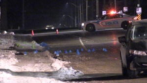 Police are investigating after a pedestrian was struck in the area of Hamilton Road and Watmar Avenue on Jan. 23, 2023. (Daryl Newcombe/CTV News London)