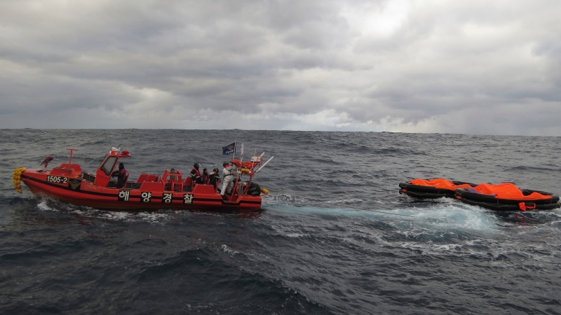 Cargo ship sinks between South Korea, Japan; 5 crew rescued