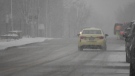 Snow on Drouillard Road in Windsor, Ont., on Wednesday, Jan. 2, 2023. (Rich Garton/CTV News Windsor)