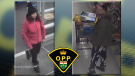 Huron County OPP are searching for two suspects, a man and a woman, who allegedly robbed a Walmart in Goderich, Ont. on Jan. 23, 2023. (Source: OPP)