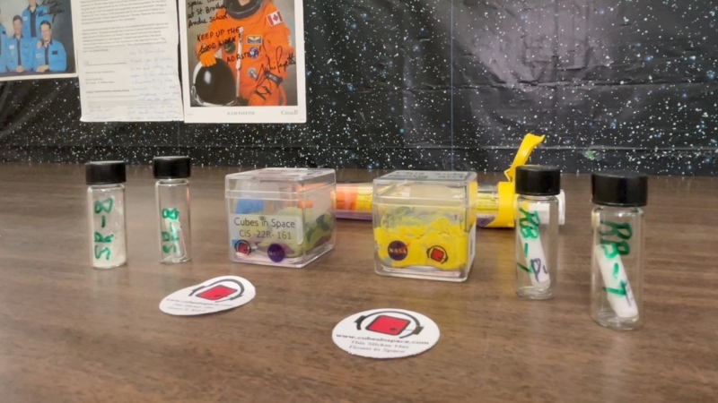 Samples of epinephrine and epi pen that was sent into space. (Dave Charbonneau/CTV News Ottawa)