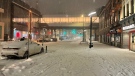 Snow covers Rideau Street on Wednesday evening. (Josh Pringle/CTV News Ottawa)