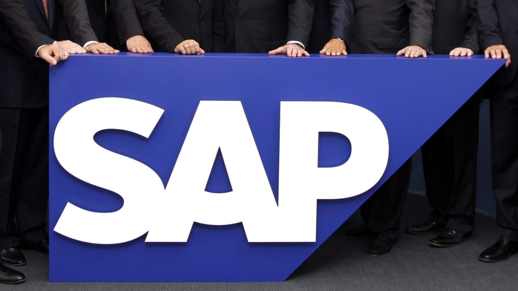 SAP logo at its headquarters in Germany, 2008