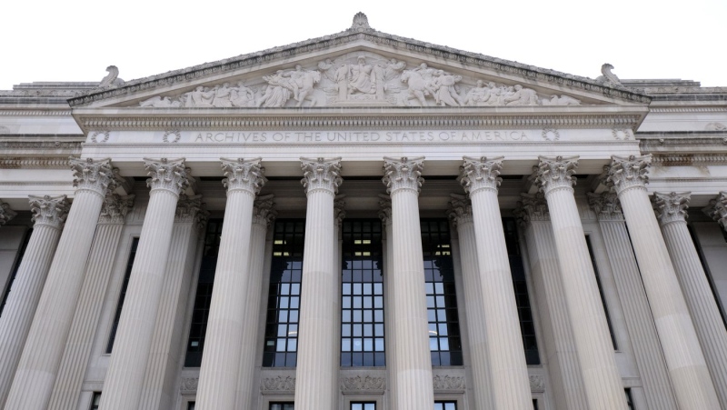 The north face of the Archives of the United States is seen in this general view March 11, 2019, in Washington. (AP Photo/Mark Tenally, File)