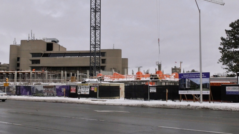 Mike Carter, executive director of the London and District Construction Industry, says institutional projects, like this one at Western University, have kept the industry strong in London, Ont. on Thursday, Jan. 26, 2023. (Gerry Dewan/CTV News London)