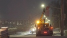Emergency crews responded to Oxford Street West and Westdel Bourne for a downed power line in London, Ont. on Thursday, Jan. 26, 2023. (Bryan Bicknell/CTV News London)