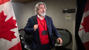 Minister of Canadian Heritage Pablo Rodriguez arrives at the Hamilton Convention Centre, in Hamilton, Ont., ahead of the Liberal Cabinet retreat, on Monday, January 23, 2023. THE CANADIAN PRESS/Nick Iwanyshyn