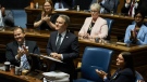 Manitoba Finance Minister Cameron Friesen delivers the 2022 budget in Winnipeg, Man., Tuesday, Apr 12, 2022 at the Manitoba Legislative Building. THE CANADIAN PRESS/David Lipnowski