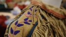 Detailed beadwork is seen in a close-up image of an Indigenous-made jacket uncovered by a U.K.-based vintage clothing company. (Daniele Hamamdjian / CTV News)