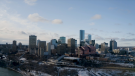 Downtown Edmonton and the river valley.