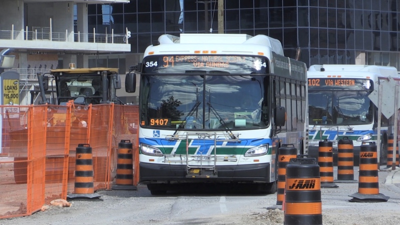 Bus Rapid Transit route ‘Downtown Loop’ under construction in 2022. (Daryl Newcombe/CTV News London)