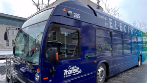 The City of Guelph has received its first electric bus. (Twitter/Cam Guthrie)