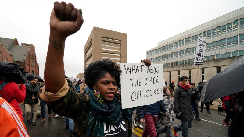 Protesters march Saturday, Jan. 28, 2023, in Memphis, Tenn., over the death of Tyre Nichols, who died after being beaten by Memphis police. (AP Photo/Gerald Herbert)