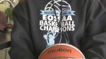 A Perth and District Collegiate Institute basketball player wearing their championship sweater. A new documentary looks at the success of the girls' team. (Dylan Dyson/CTV News Ottawa)