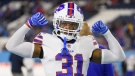 Buffalo Bills safety Damar Hamlin (31) is shown before an NFL football game against the Tennessee Titans on Monday, Oct. 18, 2021, in Nashville, Tenn. (AP Photo/John Amis, File)
