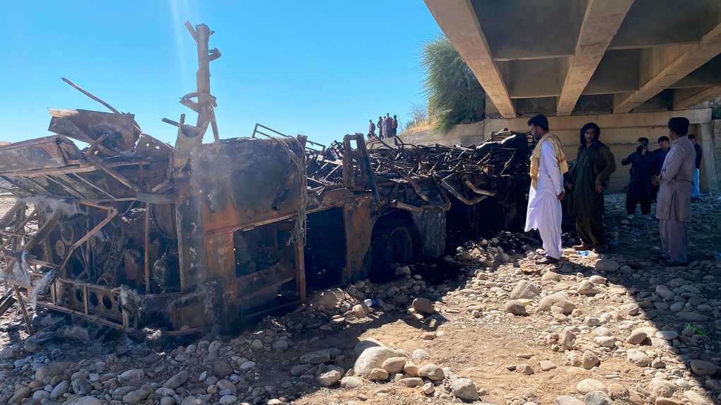 Pakistan bus crash scene