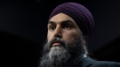 New Democratic Party Leader Jagmeet Singh listens to a question during an availability on Parliament Hill, Jan. 19, 2023, in Ottawa. THE CANADIAN PRESS/Adrian Wyld
