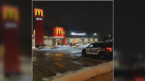 Emergency crews at a McDonald's fire in Cambridge. (Dan Lauckner/CTV Kitchener) (Jan. 29, 2023)