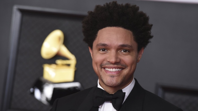 Trevor Noah appears at the 63rd annual Grammy Awards in Los Angeles on March 14, 2021. Noah is hosting the Grammy Awards for a third-straight year. (Photo by Jordan Strauss/Invision/AP, File)