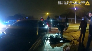 The image from video released on Jan. 27, 2023, by the City of Memphis, shows Tyre Nichols being treated by paramedics after a brutal attack by five Memphis police officers on Jan. 7, 2023, in Memphis, Tenn. Nichols died on Jan. 10. The five officers have since been fired and charged with second-degree murder and other offenses. (City of Memphis via AP)