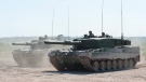 Defence Minister Anita Anand says Canada is sending four of its Leopard 2 battle tanks to Ukraine. A Canadian Forces Leopard 2A4 tank displays it's firepower on the firing range at CFB Gagetown in Oromocto, N.B., on Thursday, September 13, 2012. (THE CANADIAN PRESS/David Smith)