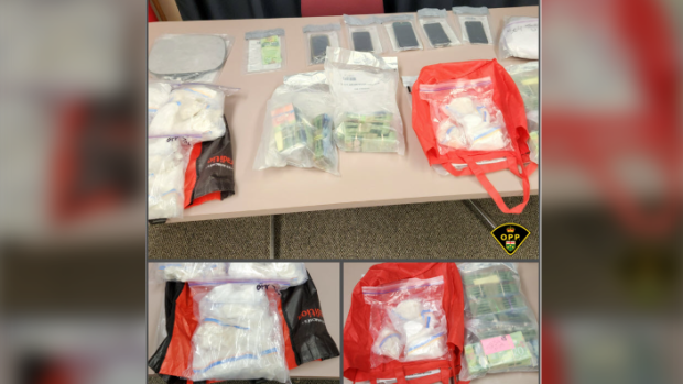 3.7 kilos of cocaine seized with $50K in cash in a joint forces drug trafficking investigation in Thunder Bay. (Ontario Provincial Police)