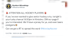 The Rosthern Wheatkings senior men’s team was so desperate for players for its game on Saturday it resorted to Twitter.
