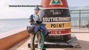 Unicyclist completes 2,400 mile trip