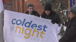 The coldest night of the year flag is flying outside the Orillia Opera House. January 30th, 2023 (CTV NEWS/Ian Duffy)