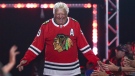 Former Chicago Blackhawks player Bobby Hull is introduced to fans during the NHL hockey team's convention in Chicago, Friday, July 26, 2019. (AP Photo/Amr Alfiky) 