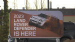 An advertisement for the 2023 Land Rover Defender in Edmonton is seen in this Jan. 25, 2023, photo. 