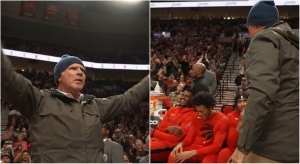 The Toronto Raptors’ most recent win came with a surprise appearance from comedy legend Will Ferrell, who jokingly taunted the Raptors bench from his courtside seat just feet away. (Toronto Raptors via Twitter)