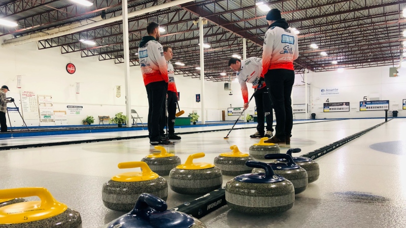 Team Muyres practising at the Highland Curling Club on Jan. 31, 2023. (Brit Dort/CTV News)