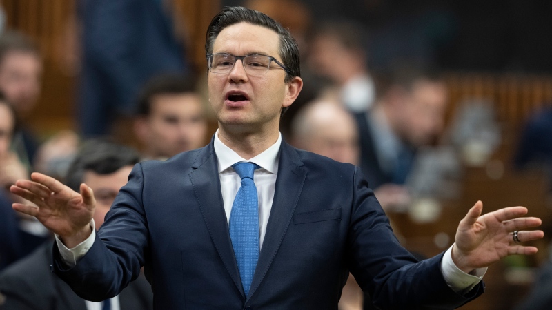 Conservative leader Pierre Poilievre rises during Question Period, Tuesday, January 31, 2023 in Ottawa. (THE CANADIAN PRESS/Adrian Wyld)