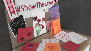 Barrie Police's show the love campaign box. January 31, 2023 (CTV News Barrie)