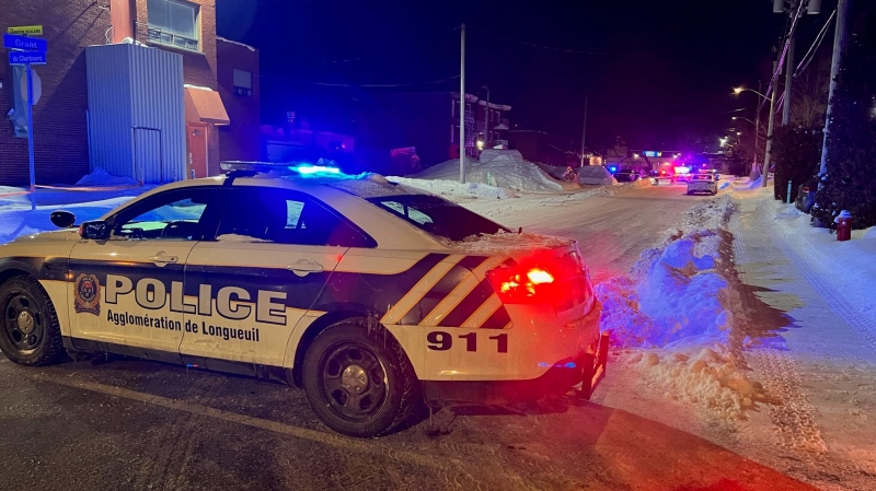 Longueuil police are investigating after a man was seriously injured with a sharp object Tuesday night. He sought help in a local depanneur for his injuries. (Cosmo Santamaria, CTV News)